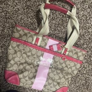 Coach Signature stripe pink purse